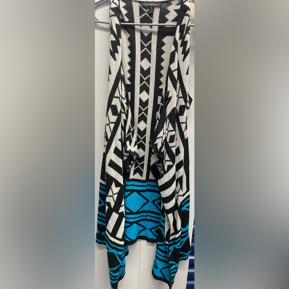 🔴Derek Hart Cardigan Vest, Tribal Print